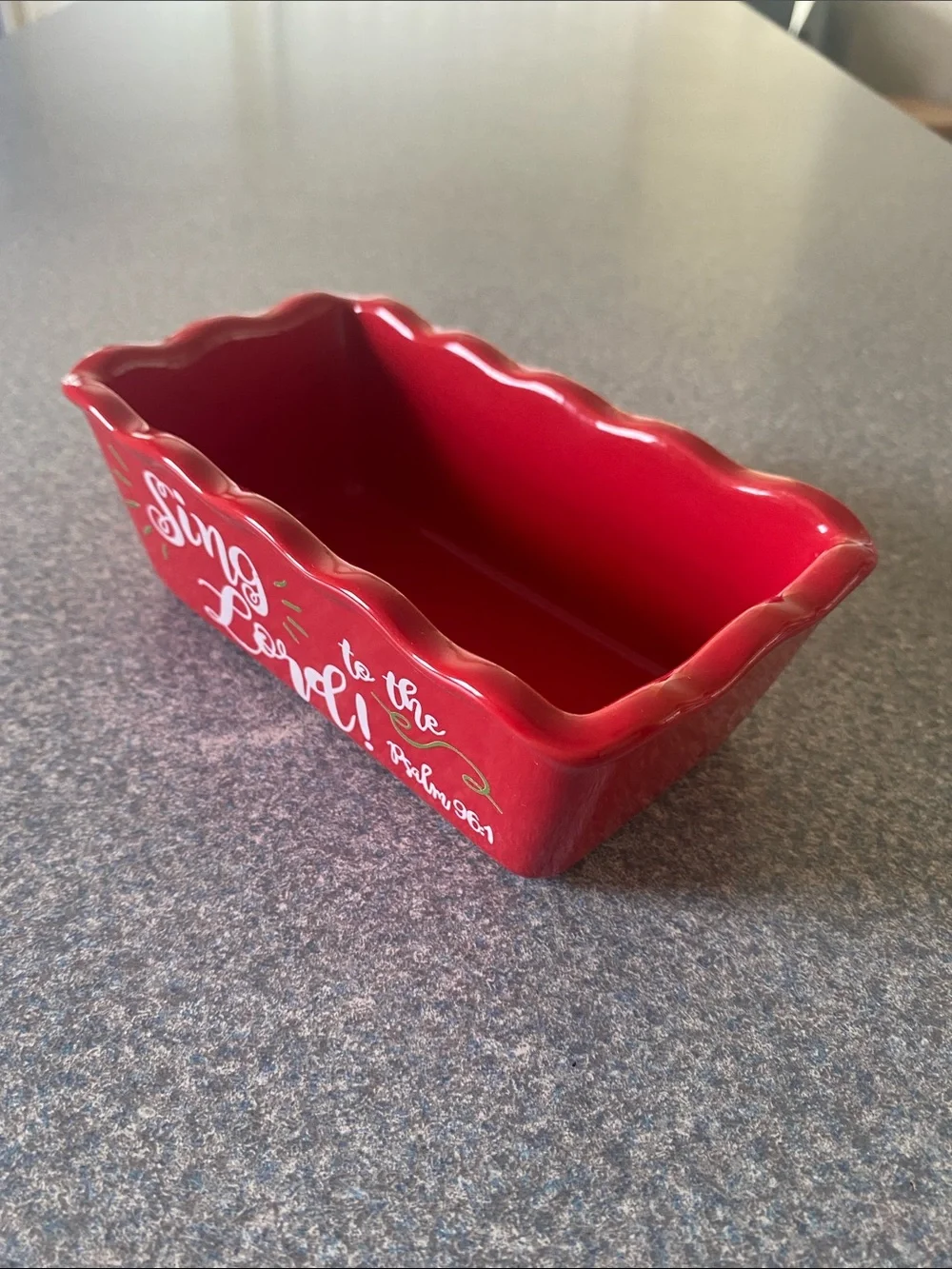 Red Ceramic 'Sing to the Lord' Loaf Pan - Inspirational Bakeware